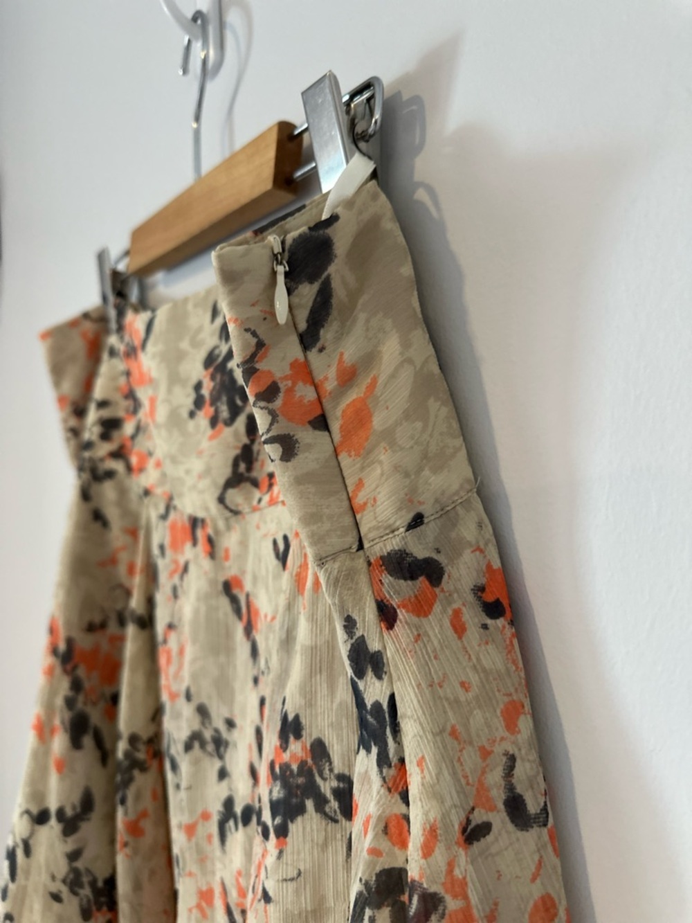 Floral Skater Skirt Beige Orange Brown Knee Length Flowy Lined Vera Moda - Picture 5 of 16